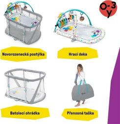 Baby Einstein postýlka a hrací ohrádka s klavírem 3v1 Kick & Snooze