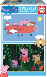 Dřevěné puzzle PRASÁTKO PEPPA 2×16 dílků