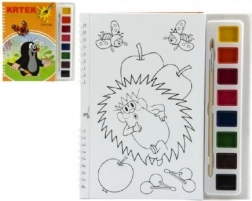 Omalovánky Krtek s vodovými barvami a štětcem