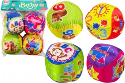 sada měkkých barevných edukačních chrastících míčků, 4 ks