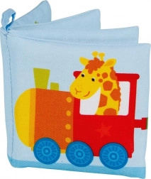 Bavlněná šusticí knížka s pískátkem vláček