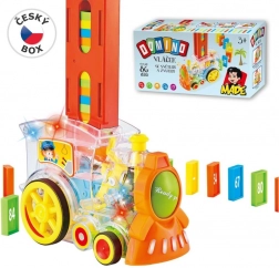 Transparentní lokomotiva s dominem a světlem pro děti