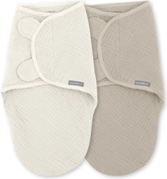 Mušelínové zavinovačky SwaddleMe™ Ulitka 1 TOG pro miminka 0–3 měsíce, Cream/Cashew, 2 ks
