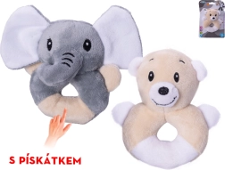 Plyšové zvířátko s pískátkem 11 cm – slon nebo medvídek