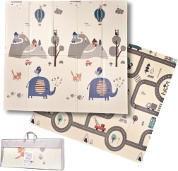 Skládací oboustranná pěnová edukační podložka 180 × 200 cm ulice/les