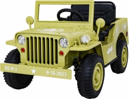 dětské retro vojenské auto 4x4, béžové, 12v