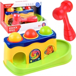 Barevný zatloukací stolík s kladívkem a kuličkami pro děti