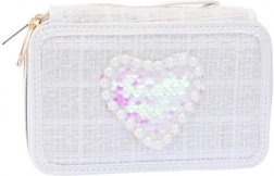 Třístupňový tweedový penál Girabrilla bílý