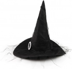 dětský čarodějnický klobouk se stříbrnou sponou