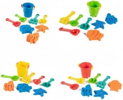 sada na písek s kyblíkem, nářadím a formičkami