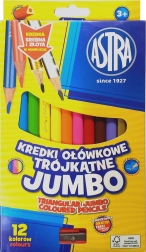 Astra trojhranné jumbo pastelky 12 ks s ořezávátkem