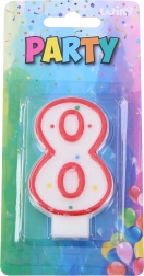 Párty svíčka červená tvar čísla 8