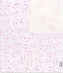 nepromokavá flanelová podložka new baby hrošík bílá/růžová