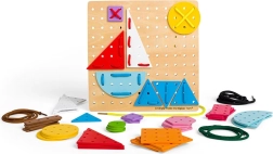 BIGJIGS TOYS dřevěná šněrovací hra – geometrické tvary