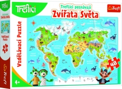Puzzle Treflíci Poznávají Zvířátka Světa 48 Dílů
