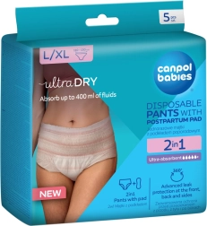 Canpol babies jednorázové poporodní kalhotky s vložkou 2v1 L/XL, 5 ks