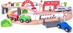 Dřevěná vlaková sada s elektrickou lokomotivou