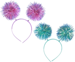 Party čelenka s třpytivými pom-pom koulemi