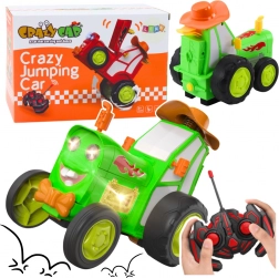 Dálkově ovládaný skákající traktor zelený