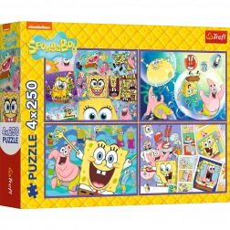 Puzzle 4x250 Šílený svět Sponge Boba