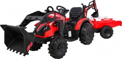 Dětský traktor na jízdu s přívěsem červený