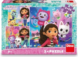 Dětské puzzle Gábinin kouzelný domek Oslava 3x55 dílků