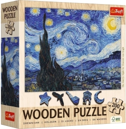 Dřevěné puzzle Vincent van Gogh - Hvězdná noc 200 dílků