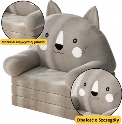 Rozkládací dětské křeslo Kočka Šedá 3-úrovňová