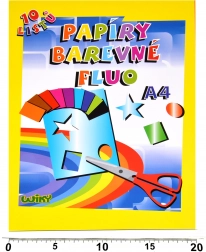 Barevné fluorescenční papíry A4, 10 listů