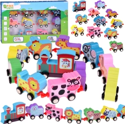 Dřevěný barevný vláček se zvířátky