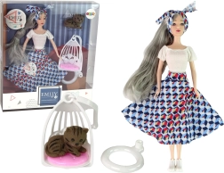 Panenka EMILY se šedými vlasy s koťátkem a houpačkou