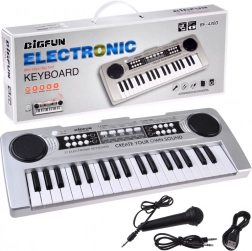 Mini klávesy 37 kláves se zpěvovým mikrofonem – stříbrné