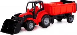 Traktor s předním nakladačem a vyklápěcím přívěsem