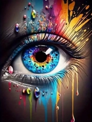diamantové malování barevné oko 30 × 40 cm