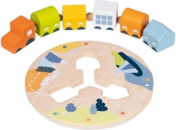 goki provlékací dřevěný vláček s pěti vagónky