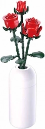 Sluban červená růže ve váze – stavebnice Flowers