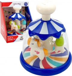 Woopie barevný kolotoč s koníky – modrý bączek pro miminka