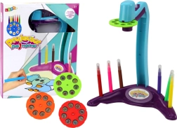 Projektor na kreslení s 3 výměnnými disky a fixami, fialový