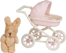 Lundby kočárek s plyšovým králíčkem do domečku pro panenky
