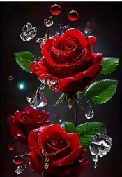 Diamentová mozaika Červená růže 30x40 cm