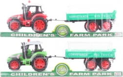 Plastový traktor se setrvačníkem a přívěsem 32 cm