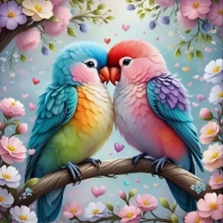 Diamentová mozaika - Barevní ptáci