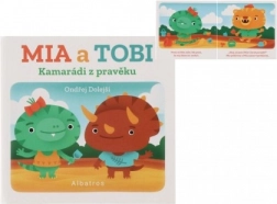 Knížka leporelo Kamarádi z pravěku: Mia a Tobi, CZ text, 10,5 × 10 cm, 12m+