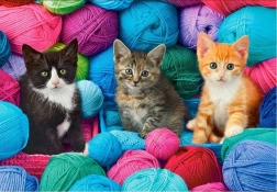 Puzzle 1000 prvků Kočky ve vlněných klubkách