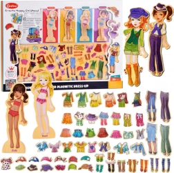 Dřevěné magnetické puzzle módní oblečky