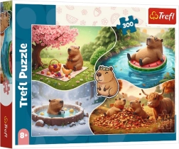 Puzzle 300 dílků čtyři roční období s kapybarami