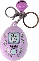 Fialový přívěsek na klíče s hrou kámen, nůžky, papír