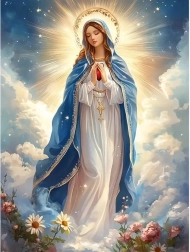 Diamantové malování panna maria v oblacích 30 × 40 cm