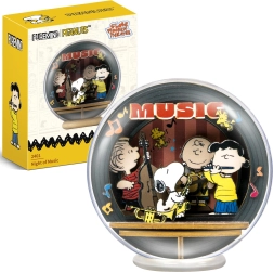 Puremind dřevěný 3D model SNOOPY PEANUTS v kouli – noční koncert DIY puzzle