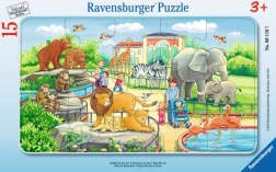 Ravensburger dětské puzzle v rámečku 15 dílků – výlet do zoo
